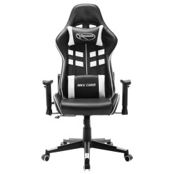 vidaXL Silla de gaming de cuero sintético negro y blanco