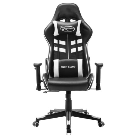 vidaXL Silla de gaming de cuero sintético negro y blanco