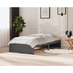 vidaXL Estructura de cama madera maciza gris 100x200 cm