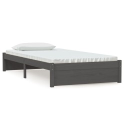 vidaXL Estructura de cama madera maciza gris 100x200 cm