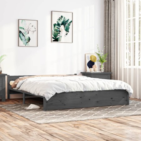 vidaXL Estructura de cama de madera maciza gris 160x200 cm