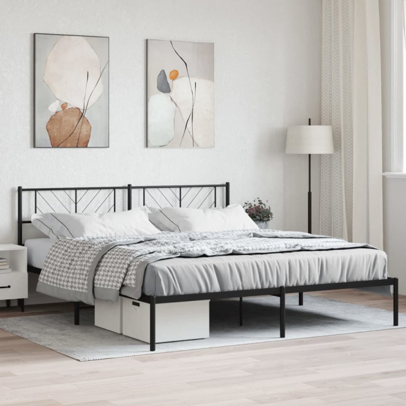 vidaXL Estructura de cama con cabecero metal negro 200x200 cm vidaXL Estructura de cama con cabecero metal negro 200x200 cm