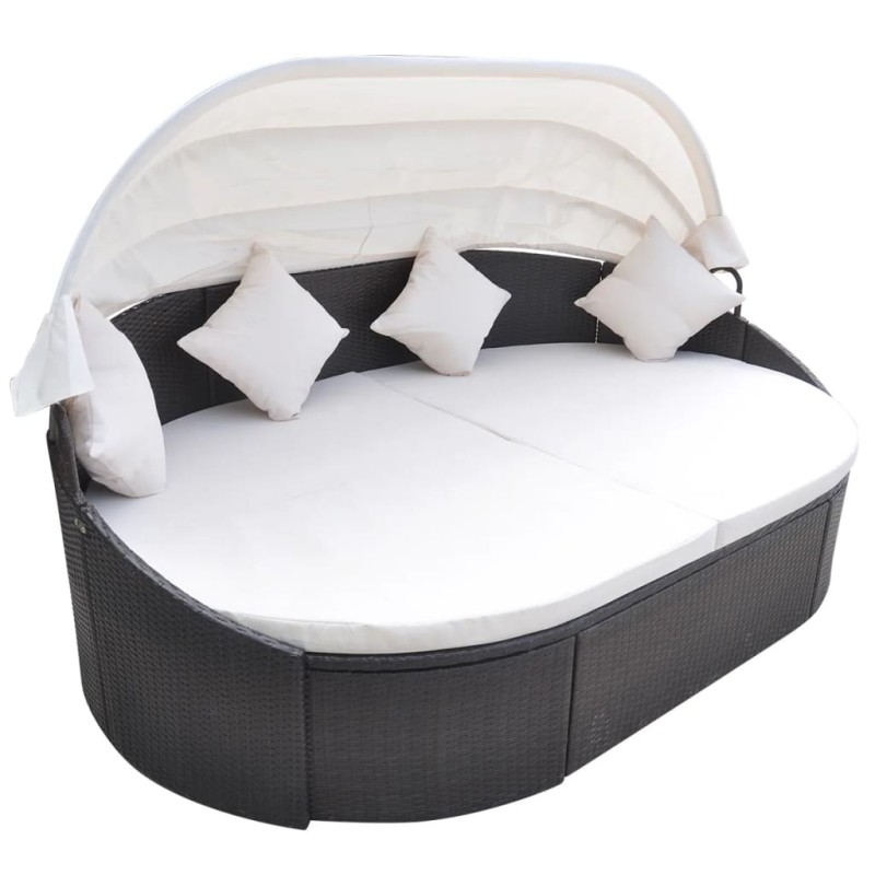 vidaXL Tumbona con dosel de ratán sintético marrón vidaXL Tumbona con dosel de ratán sintético marrón