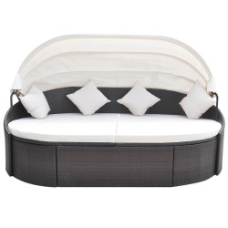 vidaXL Tumbona con dosel de ratán sintético marrón