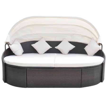 vidaXL Tumbona con dosel de ratán sintético marrón