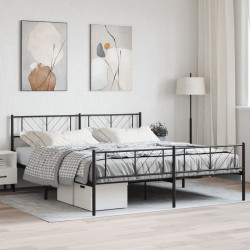 vidaXL Estructura de cama cabecero y pie de cama metal negro 183x213cm