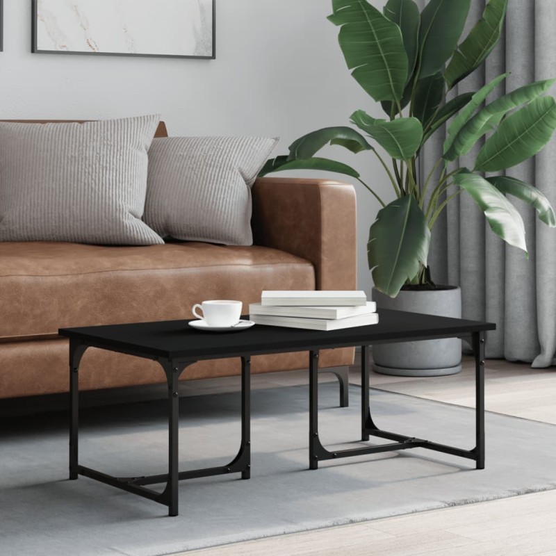 vidaXL Mesa de centro madera contrachapada negro 90x50x35 cm vidaXL Mesa de centro madera contrachapada negro 90x50x35 cm