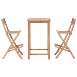 vidaXL Set mesa y sillas de bar de jardín 3 pzas madera maciza roble