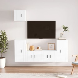 vidaXL Set de muebles de TV 5 pzas madera contrachapada blanco brillo