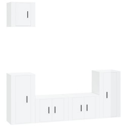 vidaXL Set de muebles de TV 5 pzas madera contrachapada blanco brillo