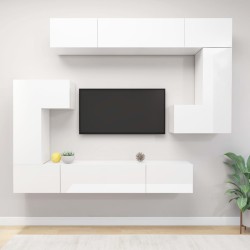 vidaXL Set de muebles de TV 8 pzas madera contrachapada blanco brillo