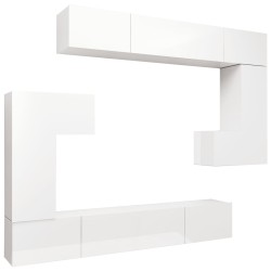 vidaXL Set de muebles de TV 8 pzas madera contrachapada blanco brillo