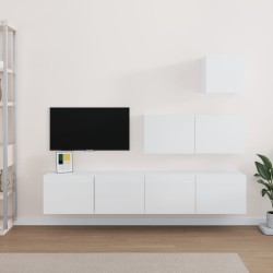 vidaXL Set de muebles de TV 4 pzas madera contrachapada blanco brillo