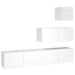vidaXL Set de muebles de TV 4 pzas madera contrachapada blanco brillo