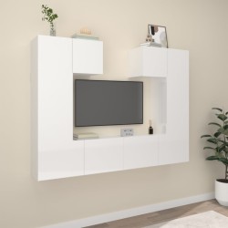 vidaXL Set de muebles de TV 6 pzas madera contrachapada blanco brillo