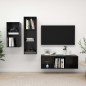 vidaXL Set de mueble para TV 3 pzas madera contrachapada negro brillo vidaXL Set de mueble para TV 3 pzas madera contrachapada negro brillo