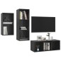 vidaXL Set de mueble para TV 3 pzas madera contrachapada negro brillo vidaXL Set de mueble para TV 3 pzas madera contrachapada negro brillo