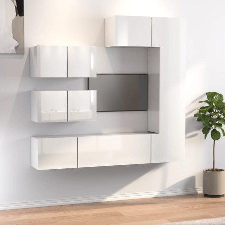 vidaXL Set de muebles de TV 6 pzas madera contrachapada blanco brillo