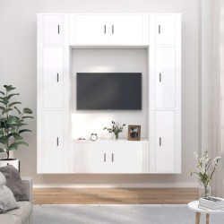 vidaXL Set de muebles de TV 8 pzas madera contrachapada blanco brillo