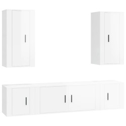 vidaXL Set de muebles de TV 5 pzas madera contrachapada blanco brillo