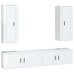 vidaXL Set de muebles de TV 4 pzas madera contrachapada blanco brillo