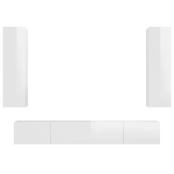 vidaXL Set de muebles de TV 4 pzas madera contrachapada blanco brillo
