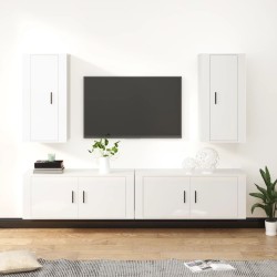 vidaXL Set de muebles de TV 4 pzas madera contrachapada blanco brillo