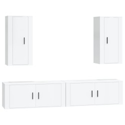 vidaXL Set de muebles de TV 4 pzas madera contrachapada blanco brillo