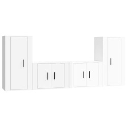 vidaXL Set de muebles de TV 4 pzas madera contrachapada blanco brillo