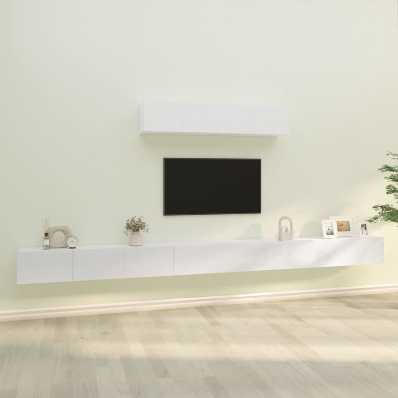 vidaXL Set de muebles de TV 6 pzas madera contrachapada blanco brillo vidaXL Set de muebles de TV 6 pzas madera contrachapada blanco brillo