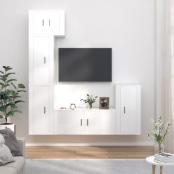 vidaXL Set de muebles de TV 5 pzas madera contrachapada blanco brillo