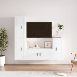 vidaXL Set de muebles de TV 4 pzas madera contrachapada blanco brillo