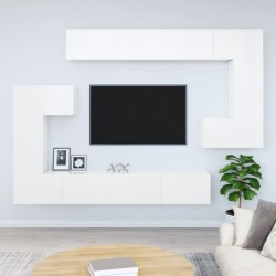 vidaXL Mueble de pared para TV madera contrachapada blanco brillante