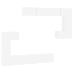 vidaXL Mueble de pared para TV madera contrachapada blanco brillante