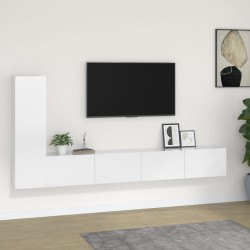 vidaXL Set de muebles de TV 3 pzas madera contrachapada blanco brillo