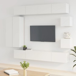 vidaXL Set de muebles de TV 8 pzas madera contrachapada blanco brillo
