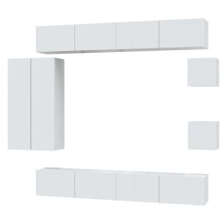 vidaXL Set de muebles de TV 8 pzas madera contrachapada blanco brillo
