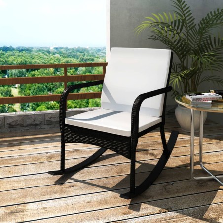 vidaXL Silla mecedora de jardín ratán sintético negro