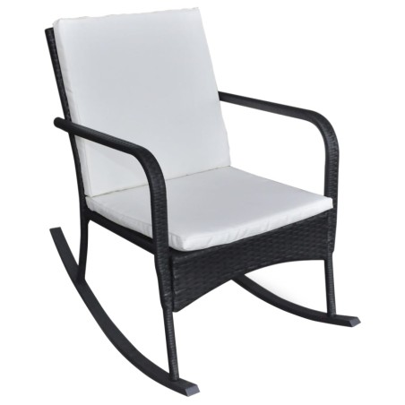 vidaXL Silla mecedora de jardín ratán sintético negro