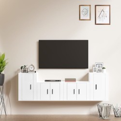 vidaXL Set de muebles de TV 4 pzas madera contrachapada blanco brillo
