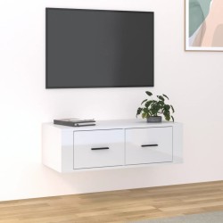 vidaXL Mueble de TV colgante madera blanco brillante 80x36x25 cm