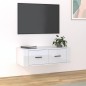 vidaXL Mueble de TV colgante madera blanco brillante 80x36x25 cm vidaXL Mueble de TV colgante madera blanco brillante 80x36x25 cm