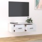 vidaXL Mueble de TV colgante madera blanco brillante 80x36x25 cm vidaXL Mueble de TV colgante madera blanco brillante 80x36x25 cm