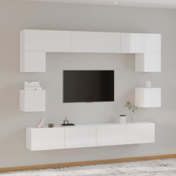 vidaXL Set de muebles de TV 8 pzas madera contrachapada blanco brillo