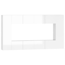 vidaXL Set de muebles de TV 8 pzas madera contrachapada blanco brillo