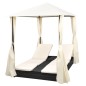 vidaXL Tumbona doble con cortinas ratán sintético negro vidaXL Tumbona doble con cortinas ratán sintético negro