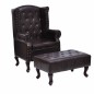 vidaXL Sillón con reposapiés cuero sintético marrón oscuro vidaXL Sillón con reposapiés cuero sintético marrón oscuro