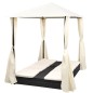 vidaXL Tumbona doble con cortinas ratán sintético negro vidaXL Tumbona doble con cortinas ratán sintético negro
