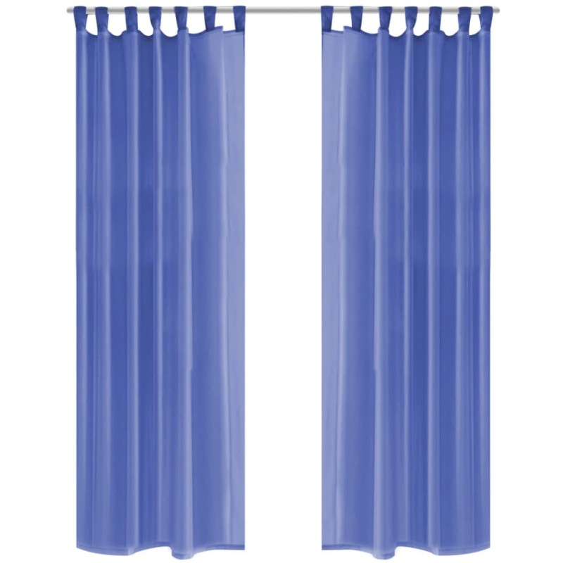 vidaXL Cortinas de gasa 2 unidades 140x175 cm azul real vidaXL Cortinas de gasa 2 unidades 140x175 cm azul real