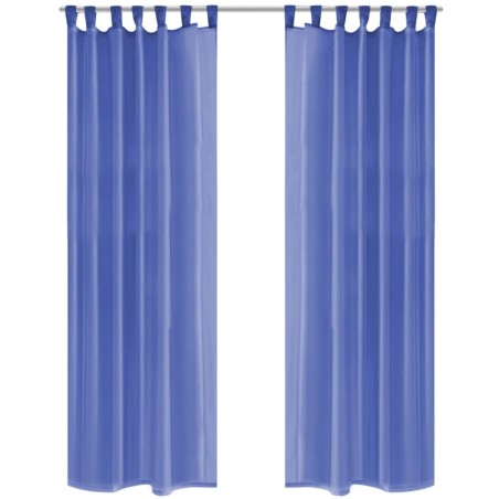 vidaXL Cortinas de gasa 2 unidades 140x175 cm azul real